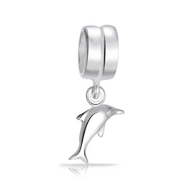 Bling Jewelry Nautical Lucky Dolphin Charm Sterling Silver Ocean Pendant and Animal Bead for Bracelet - C8118D948V9