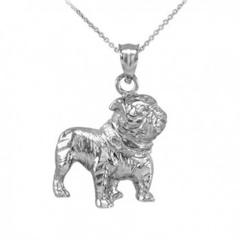 Polished 925 Sterling Silver English Bulldog Charm Pendant Necklace - CP1266BHE1B