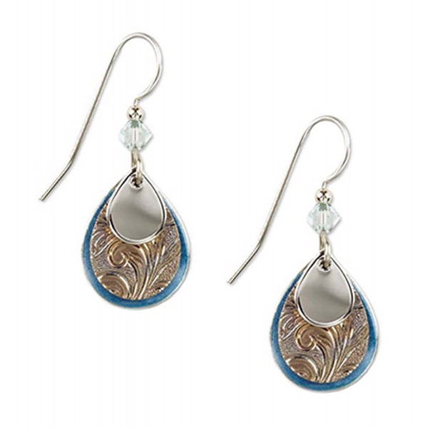 Silver Forest Silvertone and Blue Enamel Teardrop Layered Dangle Earrings - CY11OEEJ1C3