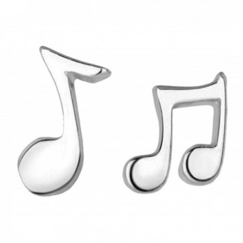 Pink Universe Mini Silver Music Note Earrings with Silver Plugs - C212FZXUOVD
