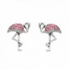 Sterling Silver Flamingo Stud Earrings w/Pink Rhinestones - CD11HX061ZP