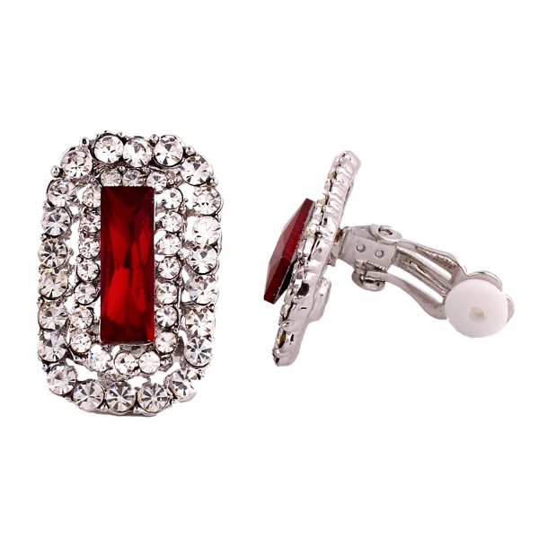 Nice Honey New Design Rhinestone Crystal Clip on Earrings for Bridal Wedding Accessories - red - C117XWI23UG