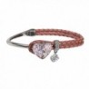 TL Jewelry Pink/Purple Leather Bracelet "Loving You" Made with Heart-Shaped Swarovski Crystal - Pink - C3187XHAYIO