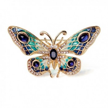 Women's 24k Gold Plated Alloy Painted Crystal butterfly Brooch - Gold - CB17YXUG7AR