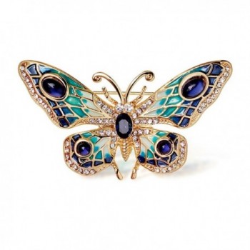 Women's 24k Gold Plated Alloy Painted Crystal butterfly Brooch - Gold - CB17YXUG7AR