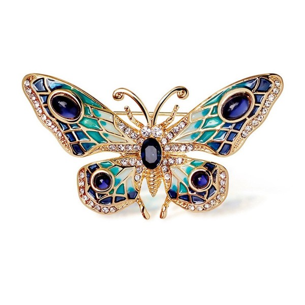 Women's 24k Gold Plated Alloy Painted Crystal butterfly Brooch - Gold - CB17YXUG7AR