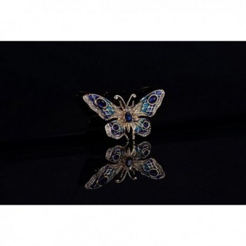 Plated Painted Crystal butterfly Brooch