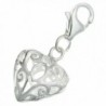 .925 Sterling Silver Heart Love Filigree Dangle Bead Clasp European Lobster Trigger Clip On Charm - CQ11D3QJK15