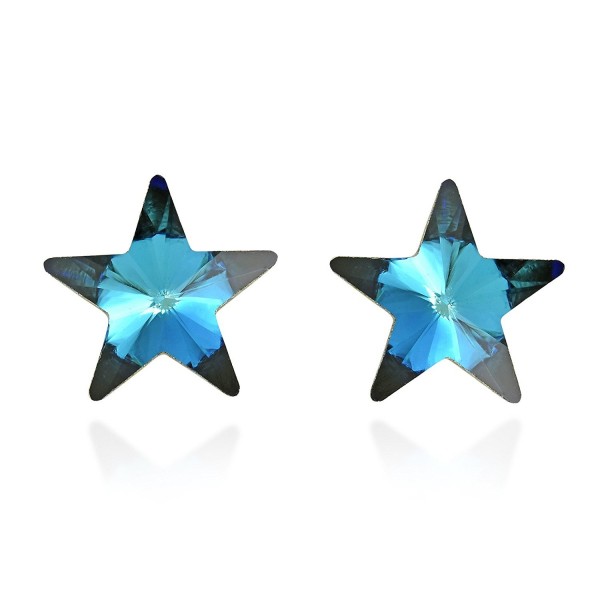 Prism Blue Fashion Crystal Star .925 Sterling Silver Stud Earrings - CQ11OMPMAIP