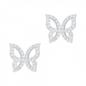 18k Gold Plated Cubic Zirconia Butterfly Stud Earrings - CB1263SGKBH