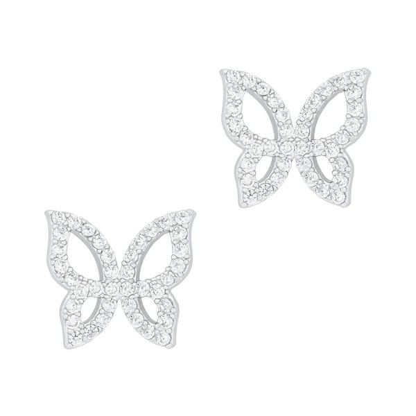 18k Gold Plated Cubic Zirconia Butterfly Stud Earrings - CB1263SGKBH