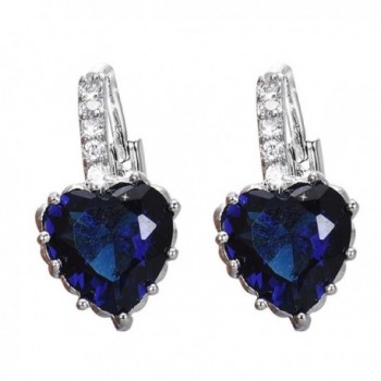 DDLBiz Women Girls Crystal Love Heart Shape Zircon Earrings Ear Studs Ear Deco - Blue - C212O5JFYVA