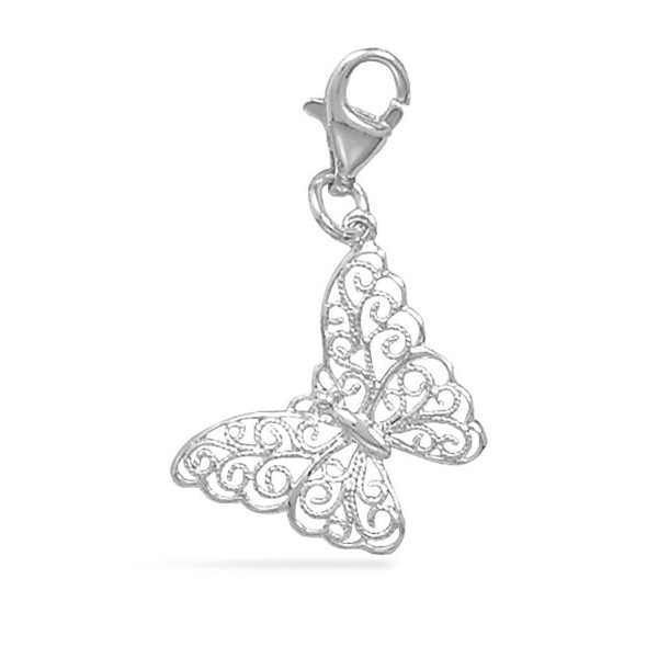 CM Sterling Silver Filigree Butterfly Charm Lobster Clasp - C3116CICMAV