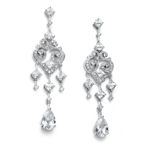 Mariell Glamorous Art Deco Vintage CZ Chandelier Earrings - Ideal for Bridal- Pageant or Black Tie Affair - CM122NZCEV9