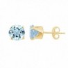 Round Shape Simulated Blue Aquamarine Stud Earrings 10K Solid Gold - C212NROOZSH