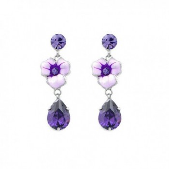 Glamorousky Purple Flower Earrings with Purple Austrian Element Crystal (4683) - CI118SOFPSJ