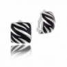 Black Enamel Silver Tone Rhodium Plated Comfort Clip on Earring in Box - CH12886I1FZ