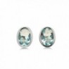 Blue Helenite Gaia Stone Stud Earrings - 3.1 CT Total- Bezel Set 925 Sterling Silver Post - CM12OBMLNJK