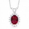 Sterling Silver Created Ruby Women's Pendant Necklace with 18" Silver Chain (1.16 cttw- 8X6MM) - CR11IXIQ8DB