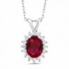 Sterling Silver Created Ruby Women's Pendant Necklace with 18" Silver Chain (1.16 cttw- 8X6MM) - CR11IXIQ8DB