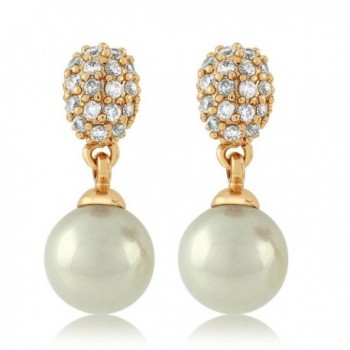 Simulated Pearl Dangle Earrings Zirconia