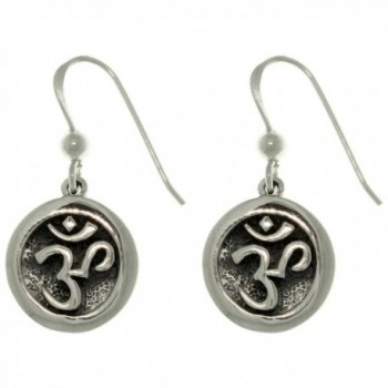 OM or Aum Hindu Yoga Symbol Sterling Silver Round Hook Earrings - C4111MIN279