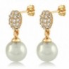 Simulated Pearl Dangle Earrings Zirconia in Women's Drop & Dangle Earrings