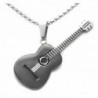 Xusamss Hip Hop Music Style Titanium Steel Guitar Tag Pendant Chain Necklace-22" - Black - C0183IS9EML