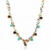 Blue Stone and Tiger Eye Beads Crystal Cluster Necklace- 16-18 inches - C311N08Y1YR