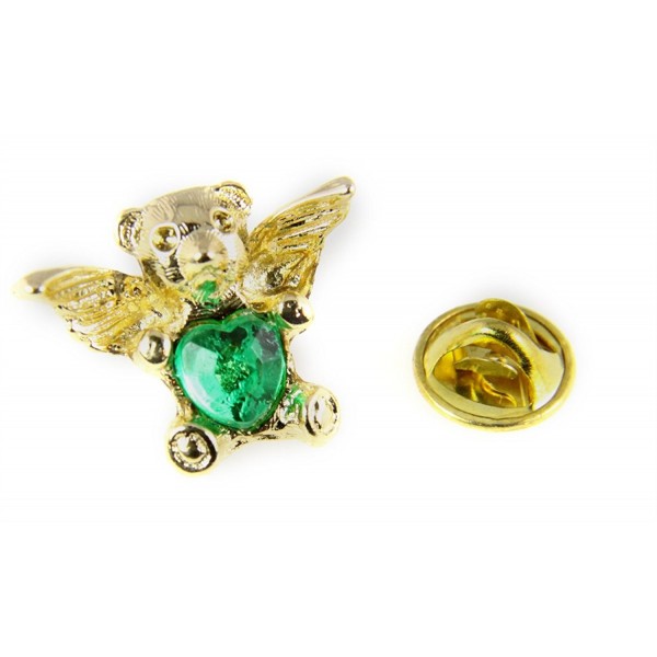 6030310 Teddy Bear Guardian Angel Lapel Pin May CZ Birth Month Cubic Zirconia Brooch - C011DYRCSI5