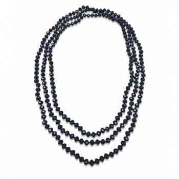 BjB 80-inch Long Endless Infinity Beaded Statement Crystal Necklace. - Jet black - C518585HU7L