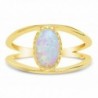 Sterling Forever - High Polish Gold Plated Sterling Silver Created Opal Open Band Ring for Women - CT185ODHH56