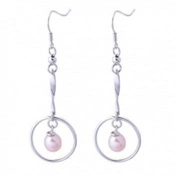 Classic Pearl Teardrop Sterling Silver Long Drop Dangle Earrings Natural Lustrous - Pink - CP129GTQP51