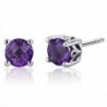 Scroll Design 1.50 Carats Amethyst Round Cut Stud Earrings Sterling Silver - CC116ULJR1X