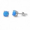 Solitaire Earring Created Blue Sterling