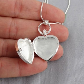 Sterling Silver Claddagh Locket Necklace in Women's Lockets