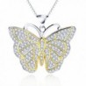 Animal Jewelry Gift 925 Sterling Silver Two-tone Shining Butterfly Necklace for Women-Girls-18" - CV12O66KRBB
