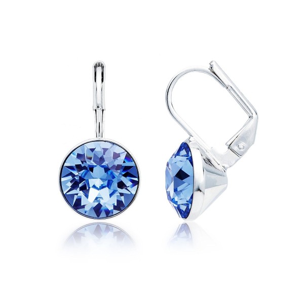 MYJS Bella Rhodium Plated Mini Drop Earrings with Light Sapphire Blue Swarovski Crystals - CK1230MPZ1Z