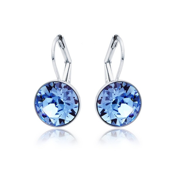 MYJS Bella Rhodium Plated Mini Drop Earrings with Light Sapphire Blue ...