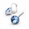Rhodium Earrings Sapphire Swarovski Crystals in Women's Drop & Dangle Earrings