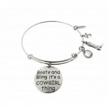 Boots and Bling It's a Cowgirl Thing Silver Tone Expandable Wire Bracelet - CK12NA49R86