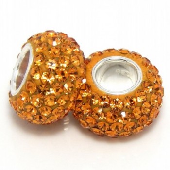 Pro Jewelry (Set of 2) 925 Sterling Silver Birthstone November Gold Topaz Crystal Beads - CI11MC7FMIL
