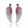 EVER FAITH Women's Austrian Crystal Gorgeous Angel Wings Pierced Dangle Earrings - Pink Silver-Tone - C611D0W13SF
