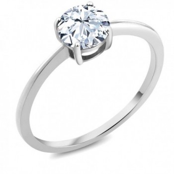 10K White Gold Engagement Promise Ring 1.20 Ct Round White Created Sapphire (Available in size 5- 6- 7- 8- 9) - C712NRUMLXY