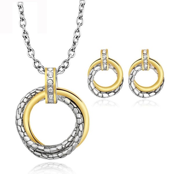 UNY Jewelry Spring New Design Rhodium 2 Tone Antique Fashion Crystal Unique Jewelry Set Necklace Earring - C9182I42YLM