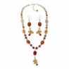 Carnelian Beaded Necklace and Earrings Dangling Trendy Fashion Jewelry Set for Women - CZ12MXDUJTB