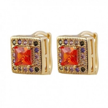 YAZILIND 18K Gold Plated Cubic Zirconia Lovely Square Hoop Huggies Earrings for Women - C612FZROD7F