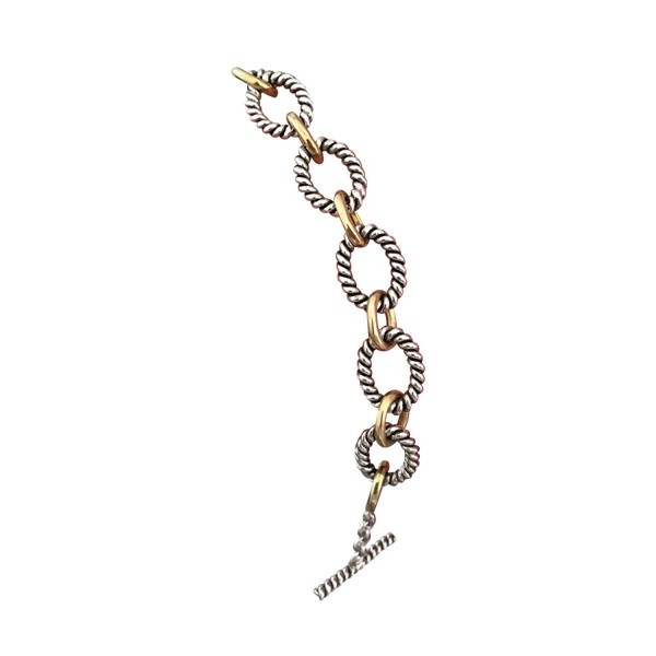 Designer Inspired 18k White and Yellow Gold Plated Cable Twisted Chain Link Bracelet - CG182S5EHZA