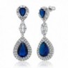 Pear Shape Blue Simulated Sapphire and Zirconia Dangle Chandelier Earrings 2" - CC11QJWXP07