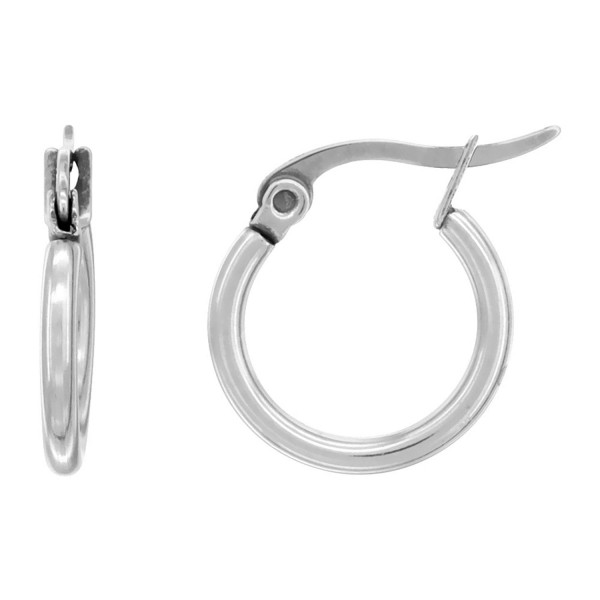 Stainless Steel Hoop Earrings 2mm Tube Snap Down Post Closure- 5/8 inch - CR11HZC44QJ